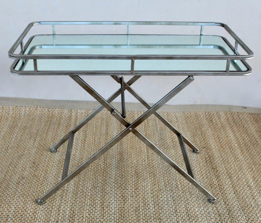 Table - Distressed Gold Mirror Butlers Tray