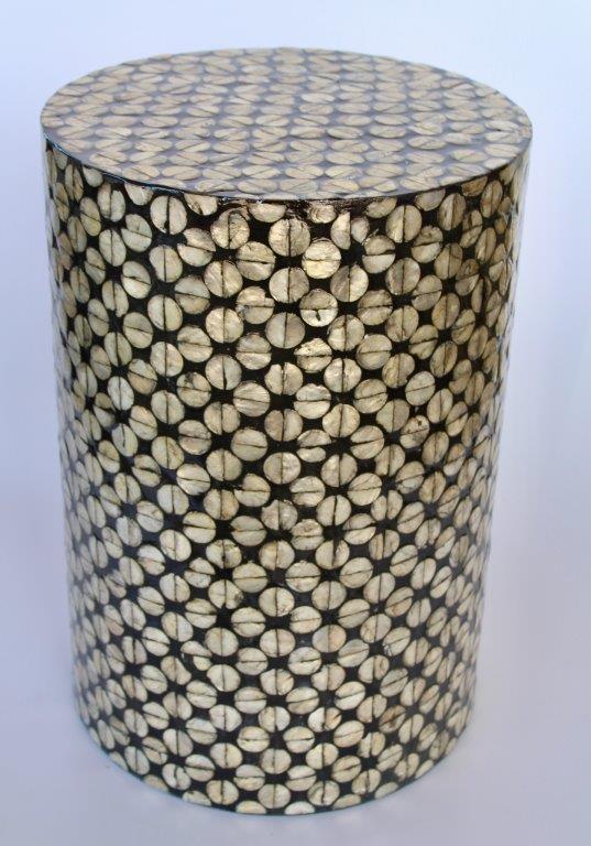 Garden Stool - Beige & Black Cylinder Inlay