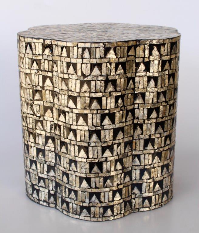 Garden Stool - Black & Silver Inlay