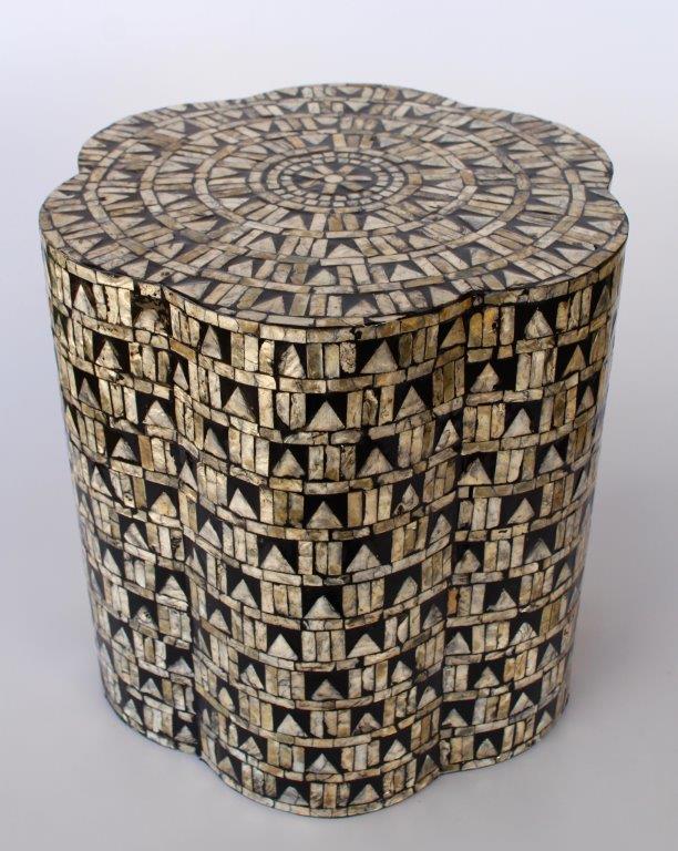 Garden Stool - Black & Silver Inlay