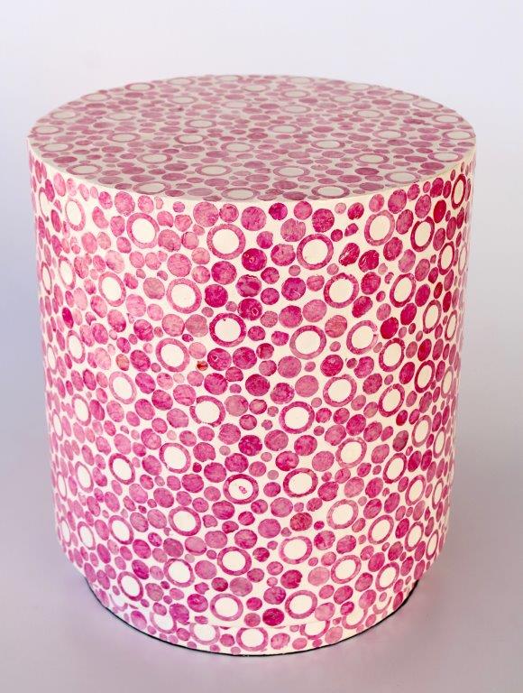 Garden Stool - Pink Circles Inlay