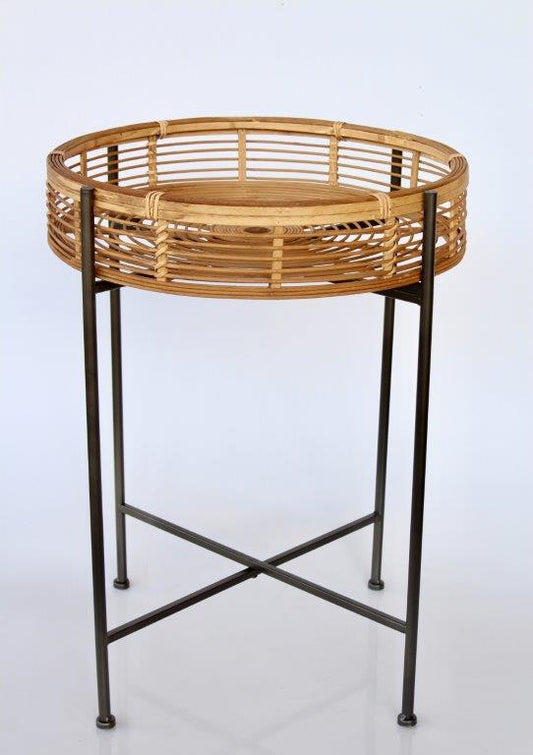 Table - Rattan Bowl & Metal