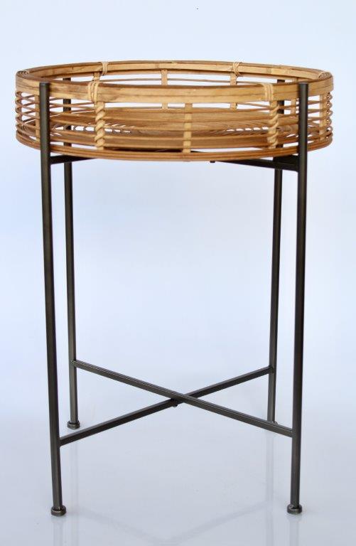 Table - Rattan Bowl & Metal