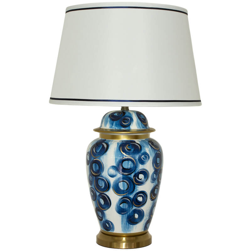 Table Lamp - Ceramic Blue & Gold Circles