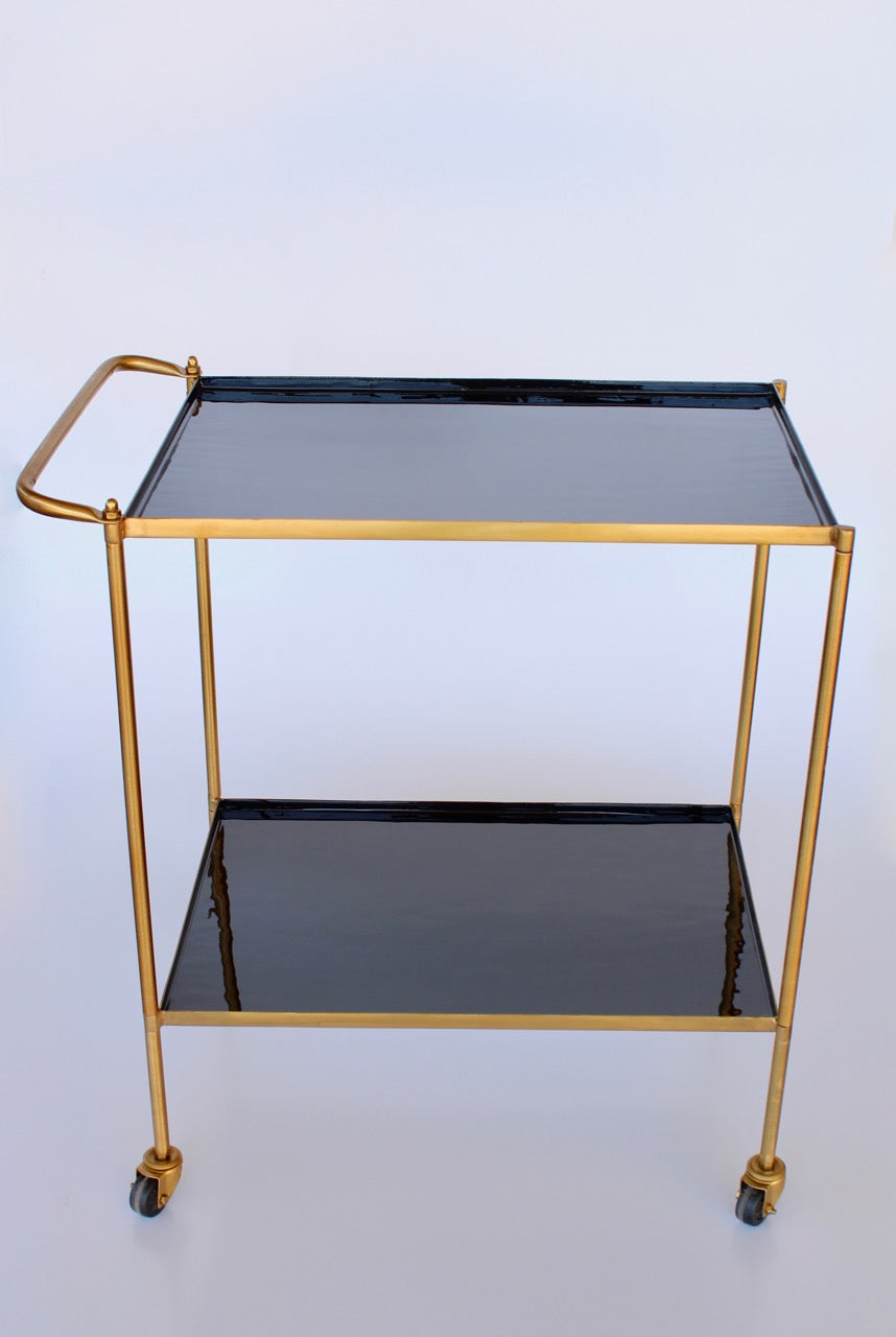 Table - Brass & Black Enamel Trolley