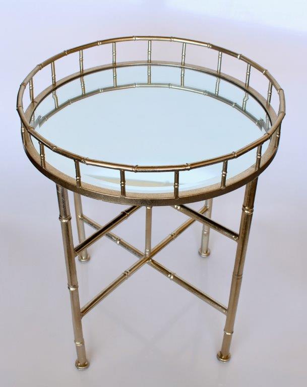 Table - Distressed Gold Mirror Round