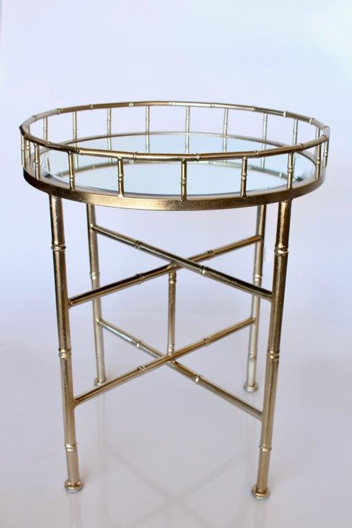 Table - Distressed Gold Mirror Round