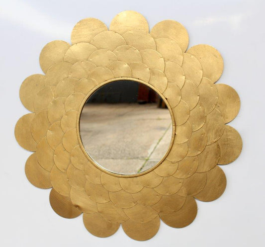 Mirror - Round Golden Metal Petal