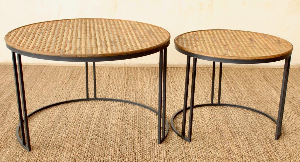 Table - Round Rattan & Metal Table Set