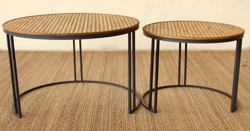 Table - Round Rattan & Metal Table Set