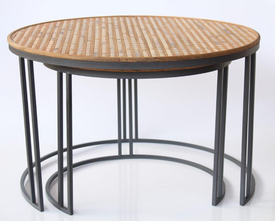 Table - Round Rattan & Metal Table Set