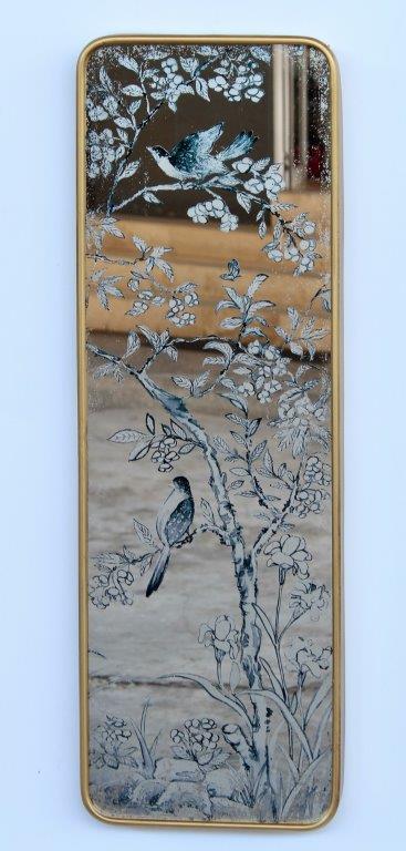 Mirror - Tall Gold with Blue Chinoiserie