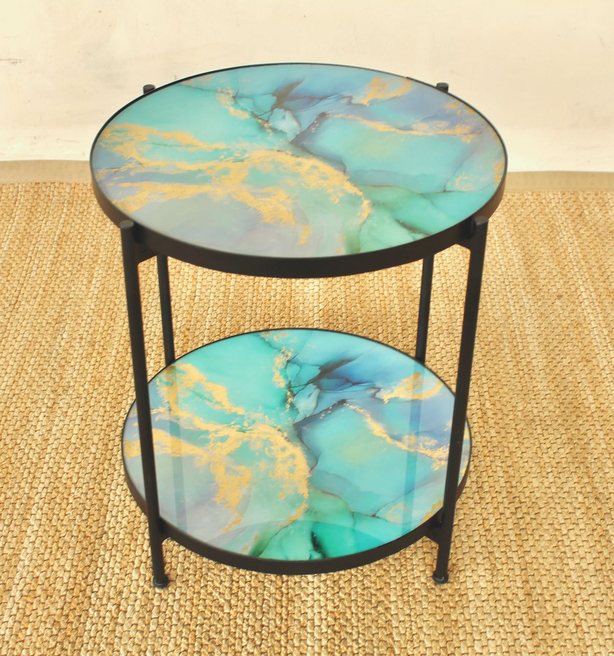 Table - Tiered Marble Glass