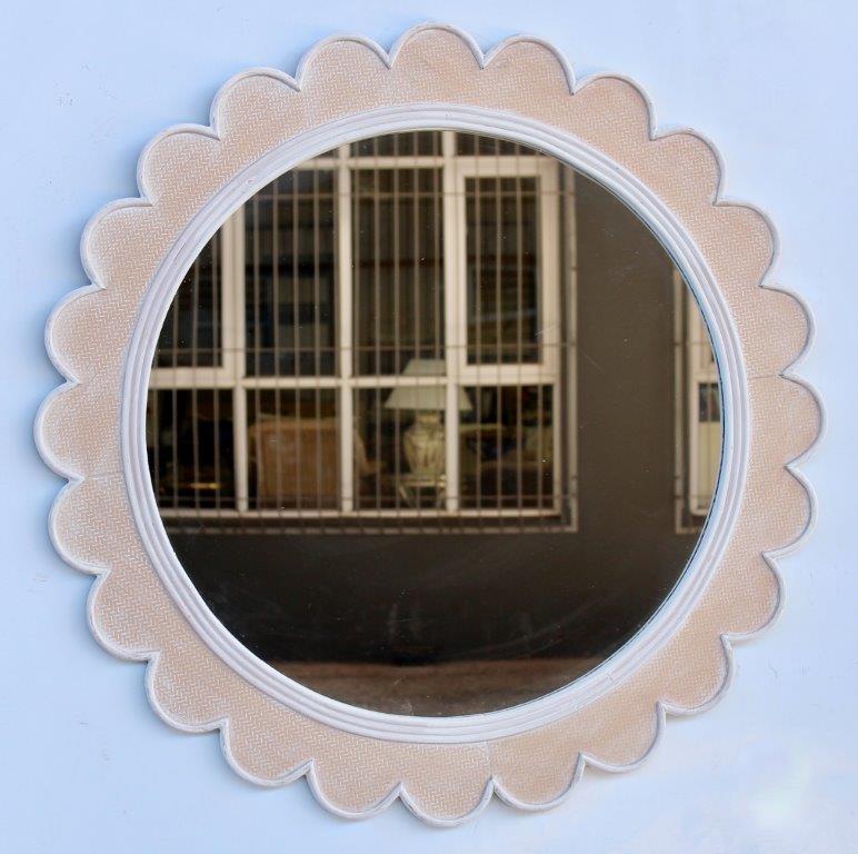 Mirror - White Washed Scalloped Wood